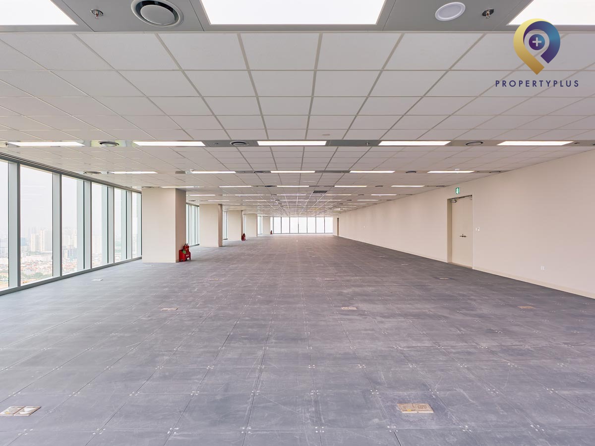 Vacant office space with large windows at IFC-Hanoi